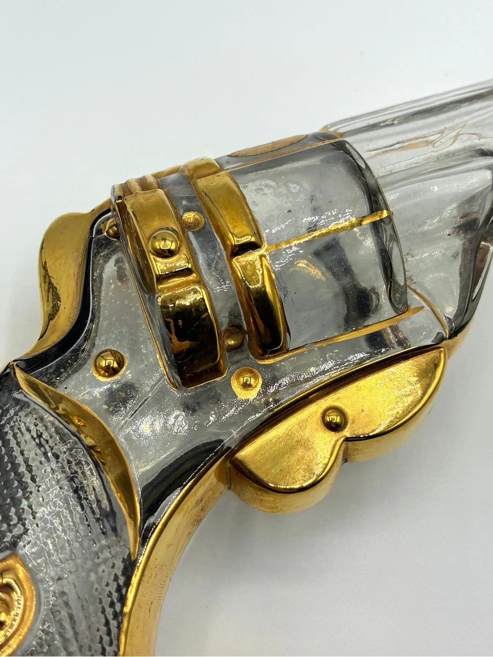 Vintage Austrian Revolver Shaped Glass Bottle Famosa LPW MCM